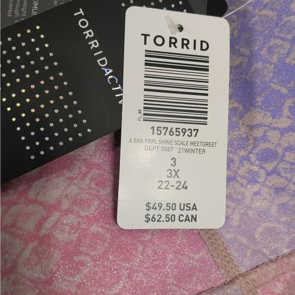 Torrid Longline Low Impact Sports Bra- Performance Core Purple Shine (updated) - Picture 11 of 15